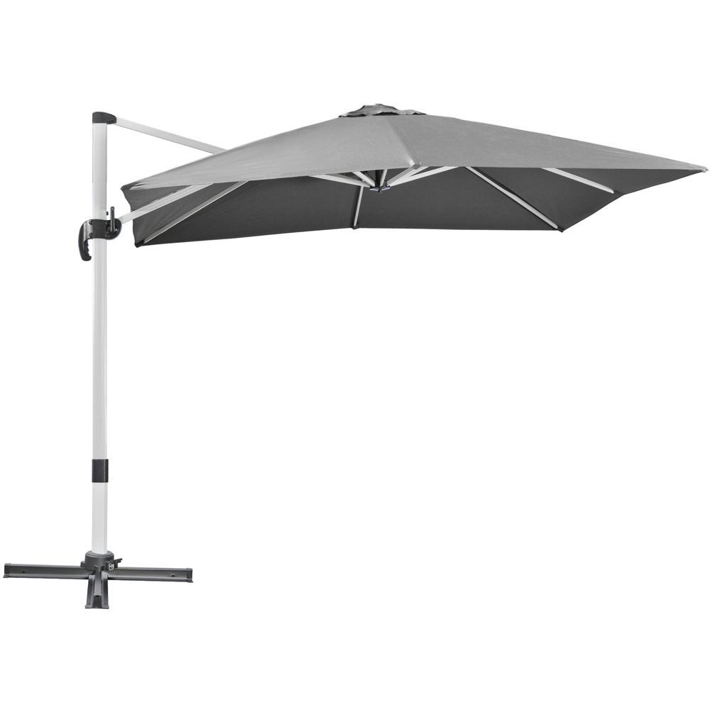 Outsunny Grey Crank and Tilt Cantilever Parasol with Cross Base 3m Image 1