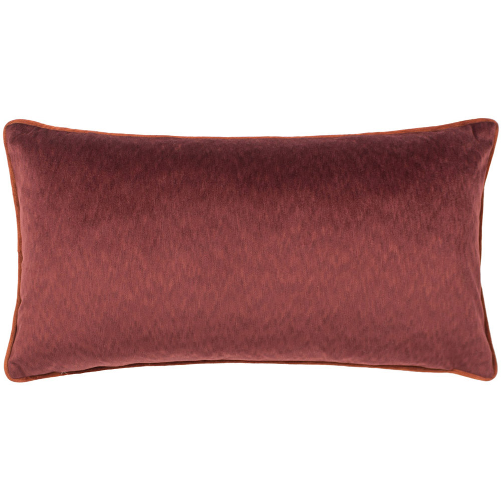 Paoletti Torto Marsala Red and Russet Velvet Touch Piped Cushion Image 1