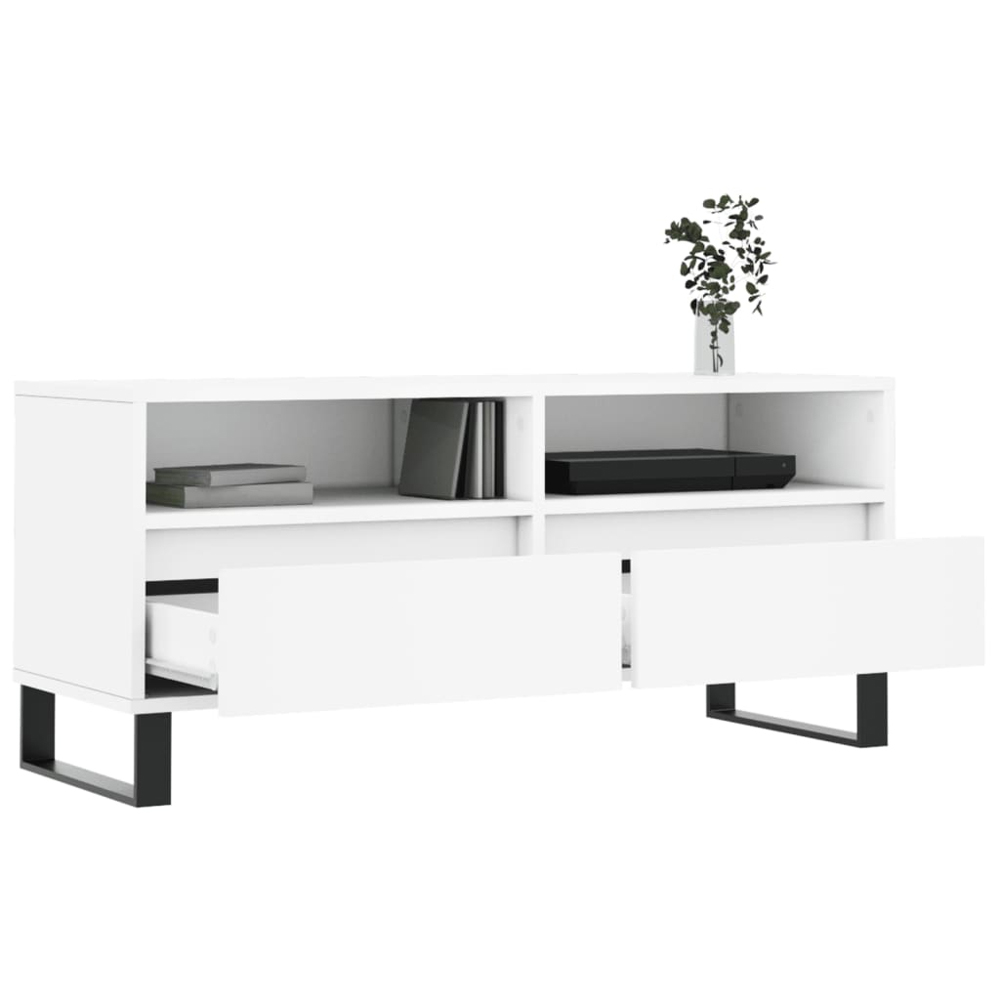 vidaXL 2 Drawer 2 Shelf White TV Cabinet Image 4
