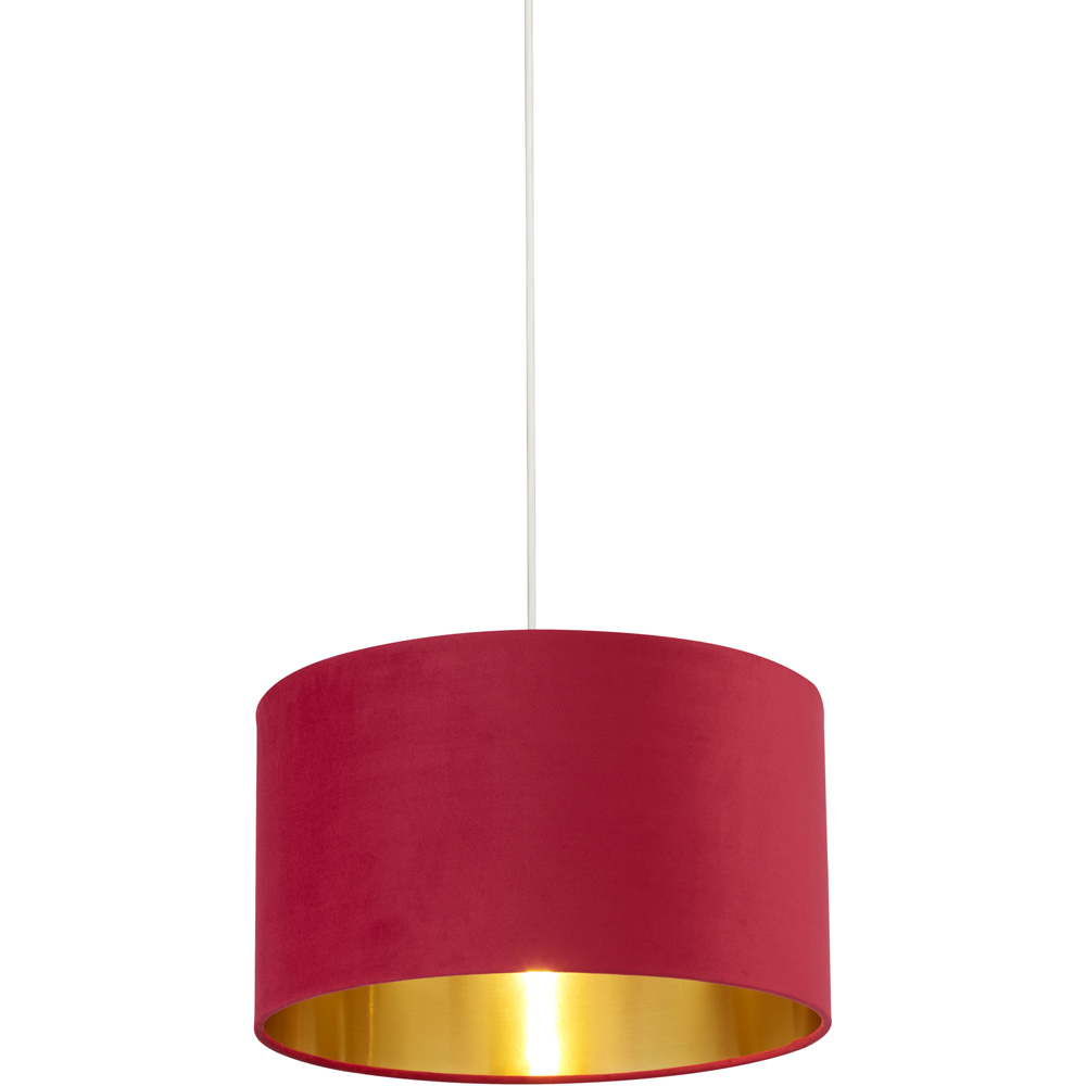 Lighting Collection Burgundy Gold Inner Velvet Drum Shade 38cm Image 3