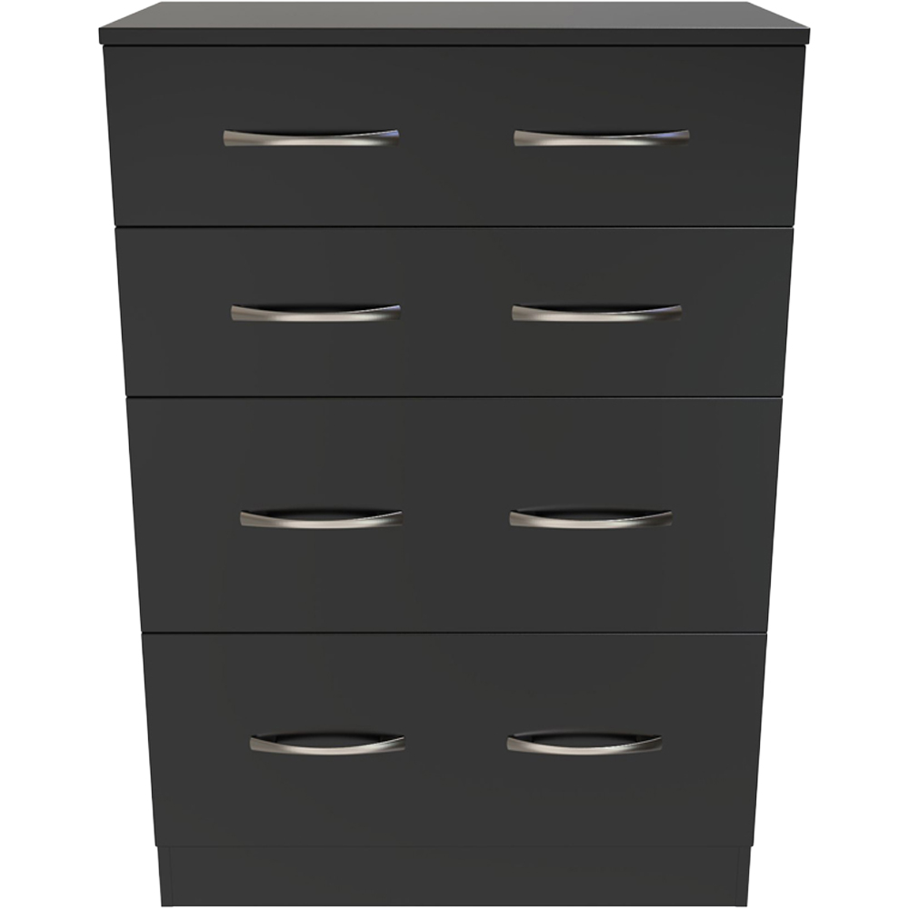 Crowndale Avon 4 Drawer Matt Black Deep Chest of Drawers Ready Assembled Image 2
