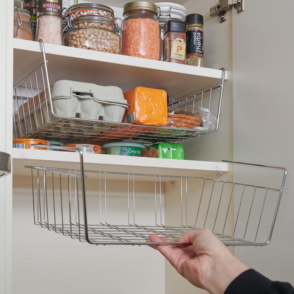 Wilko Chrome Shelf Storage Basket 2 Pk Wilko