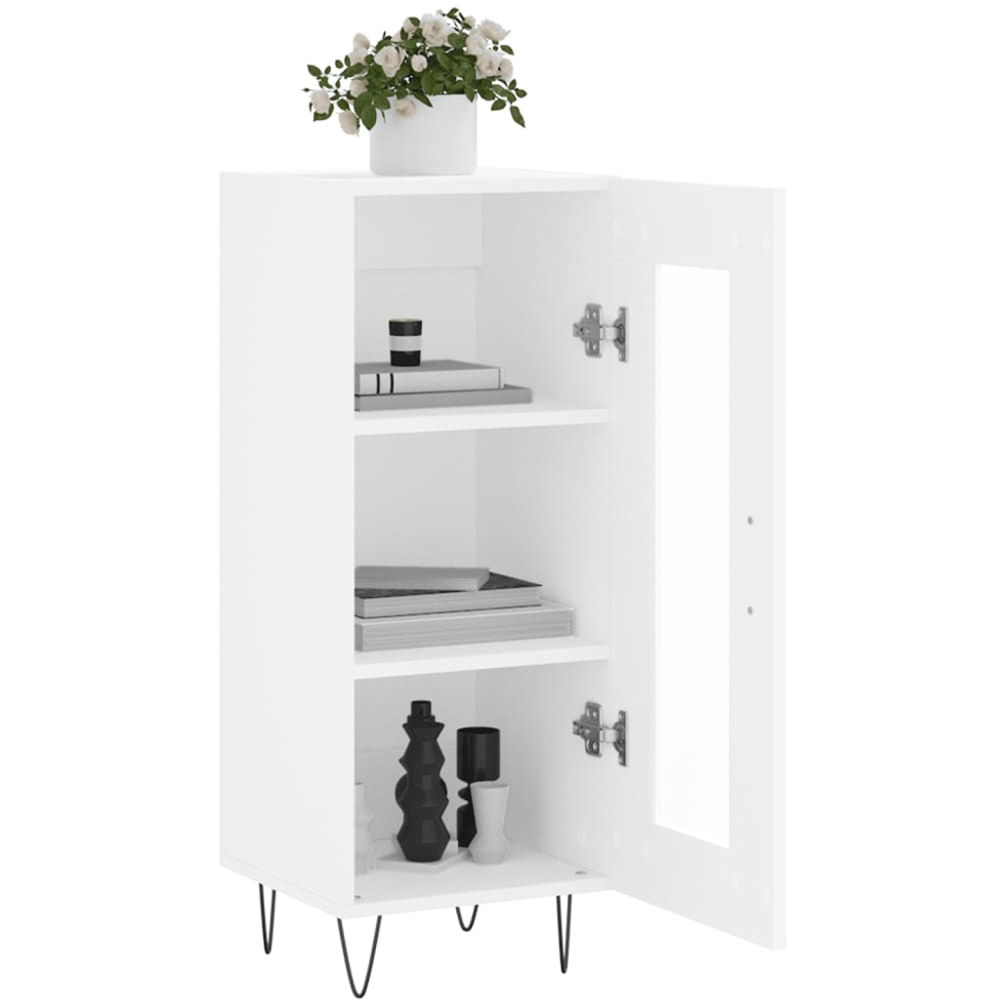 vidaXL Single Glass Door White Slim Sideboard Image 4
