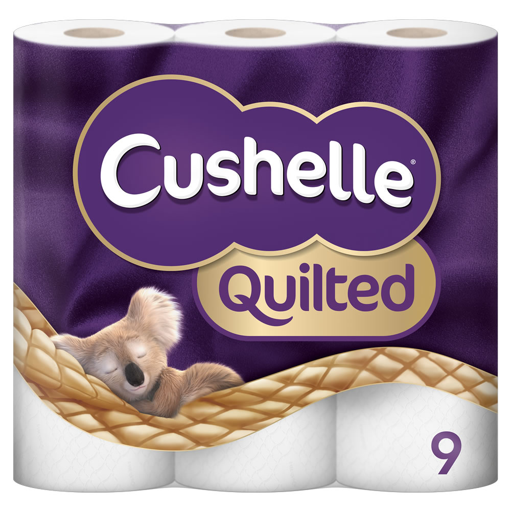 Cushelle Quilted Toilet Paper 9 roll 2 ply White F Image