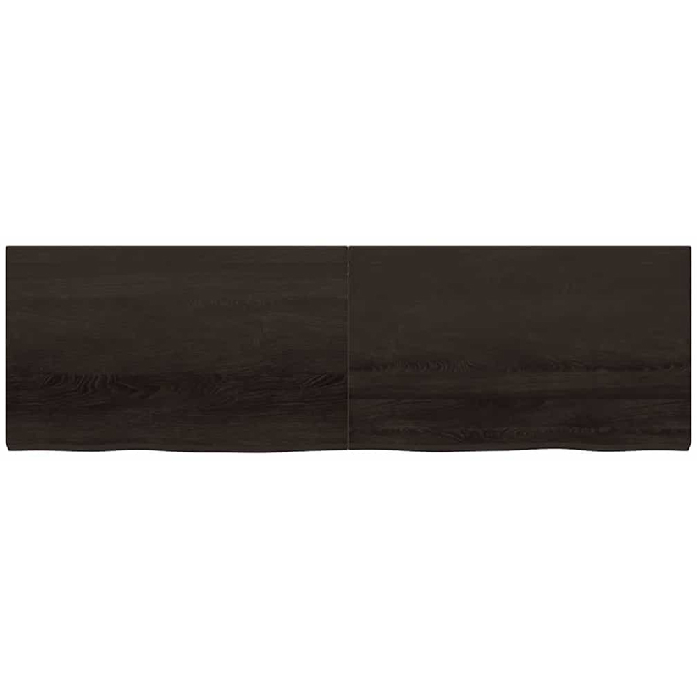 vidaXL 200 x 60 x 6cm Dark Brown Treated Solid Wood Oak Wall Shelf Image 3
