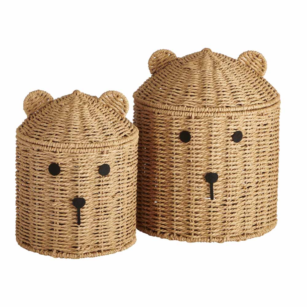 Wilko Natural Bear Woven Tubs 2 Pack Image 1