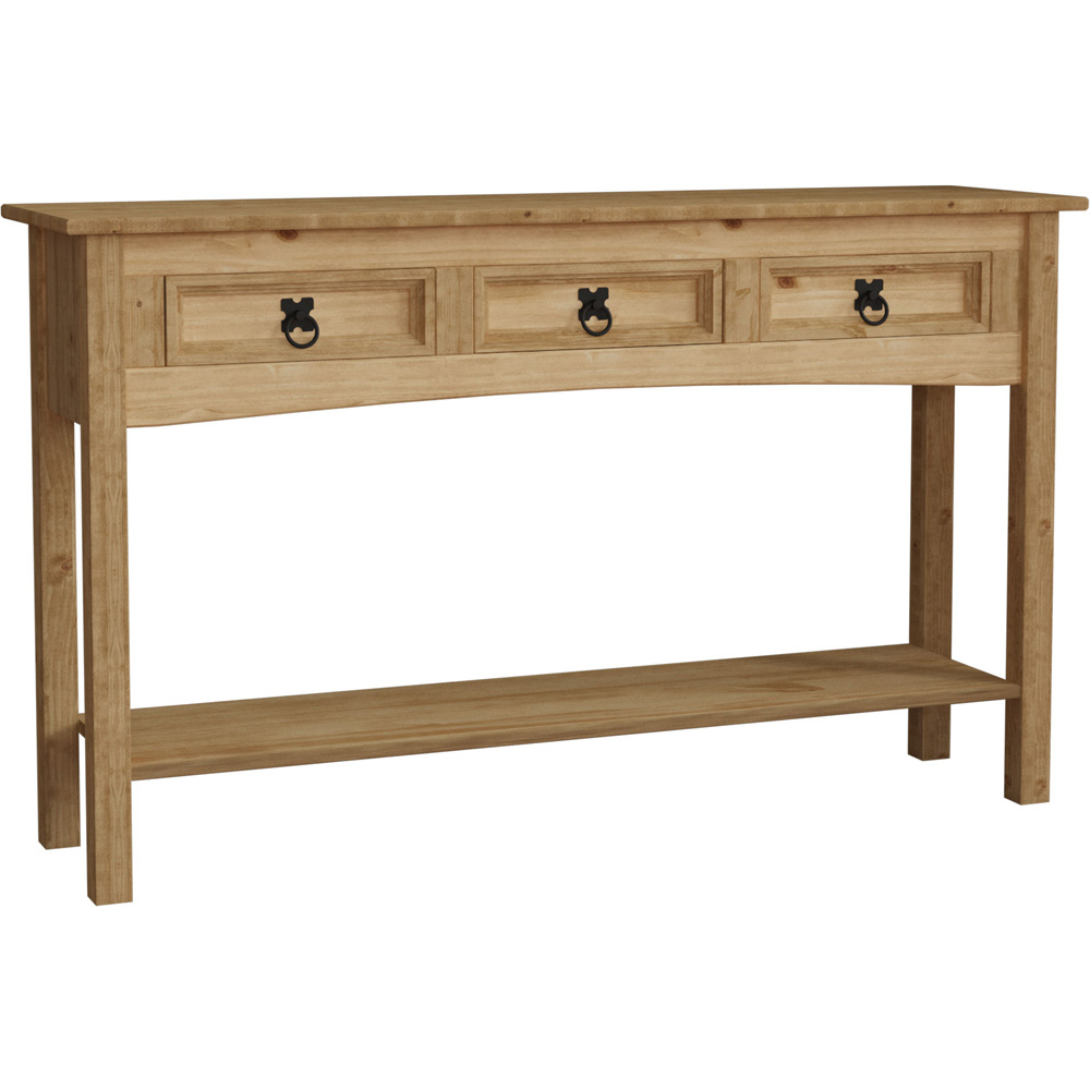 Home Vida Corona 3 Drawer Solid Pine Console Table Image 2