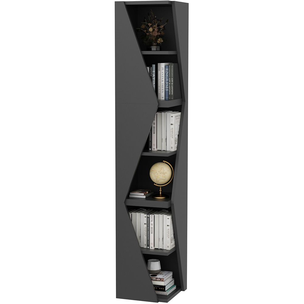 Decorotika Arrow 6 Shelf Anthracite Corner Bookcase Image 2