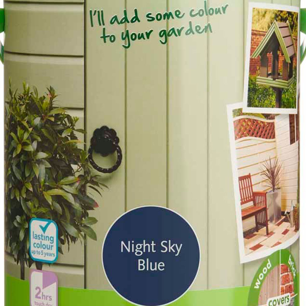 Wilko Garden Colour Night Sky Blue Wood Paint 5L Image 3
