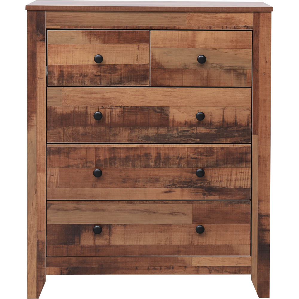 FurnitureHMD 5 Drawer Industrial Style Wooden Chest of Drawers Image 2