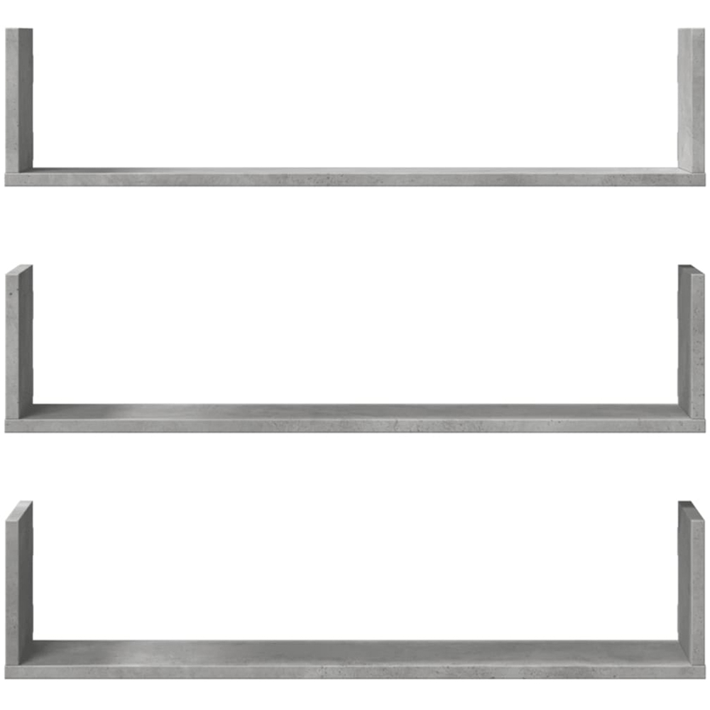 vidaXL 80cm Set of 3 Concrete Grey Floating Wall Shelf Image 3