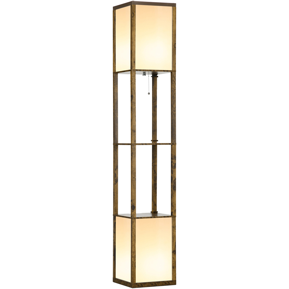 Portland 2 Shelf Brown Floor Lamp with Dual Ambient Light Image 1