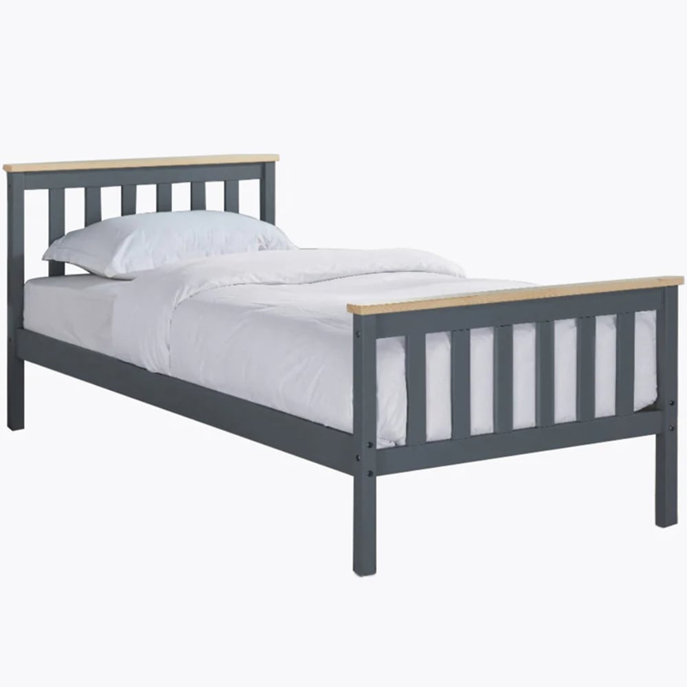 Home Detail Woodford Single Grey and Oak Wooden Bed Image 2