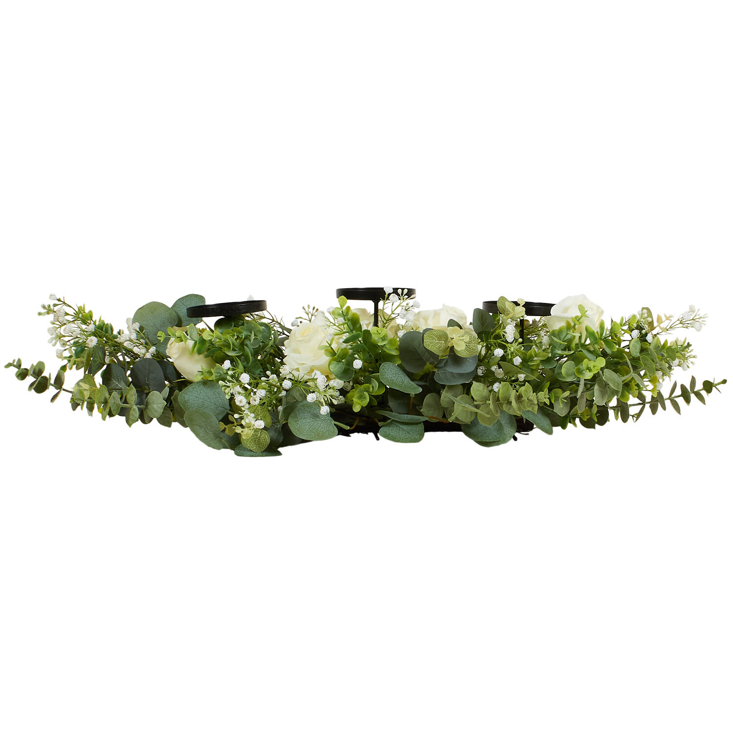 Floral Triple Centrepiece Candle Holder Green Image 3