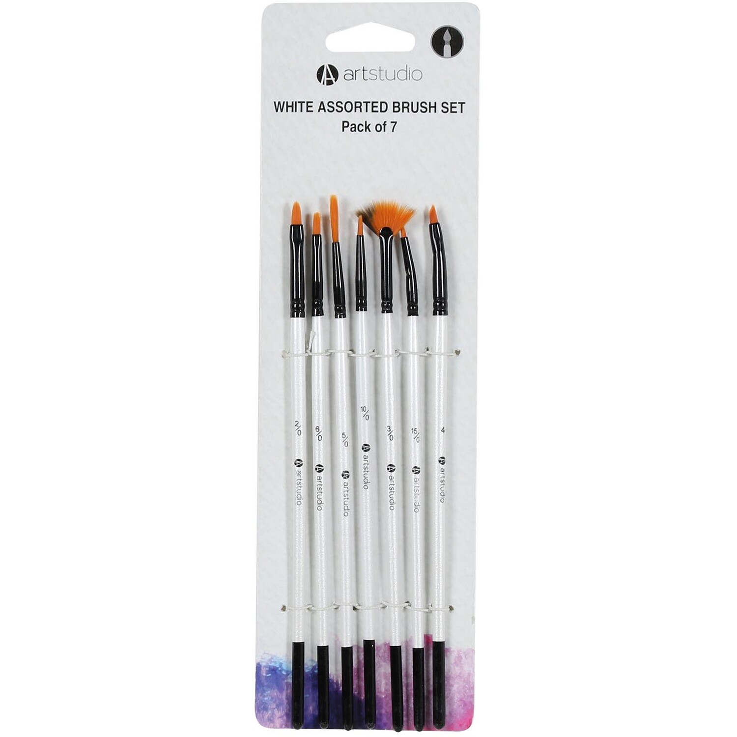 Art Studio Pack of White Assorted Paint Brushes Image