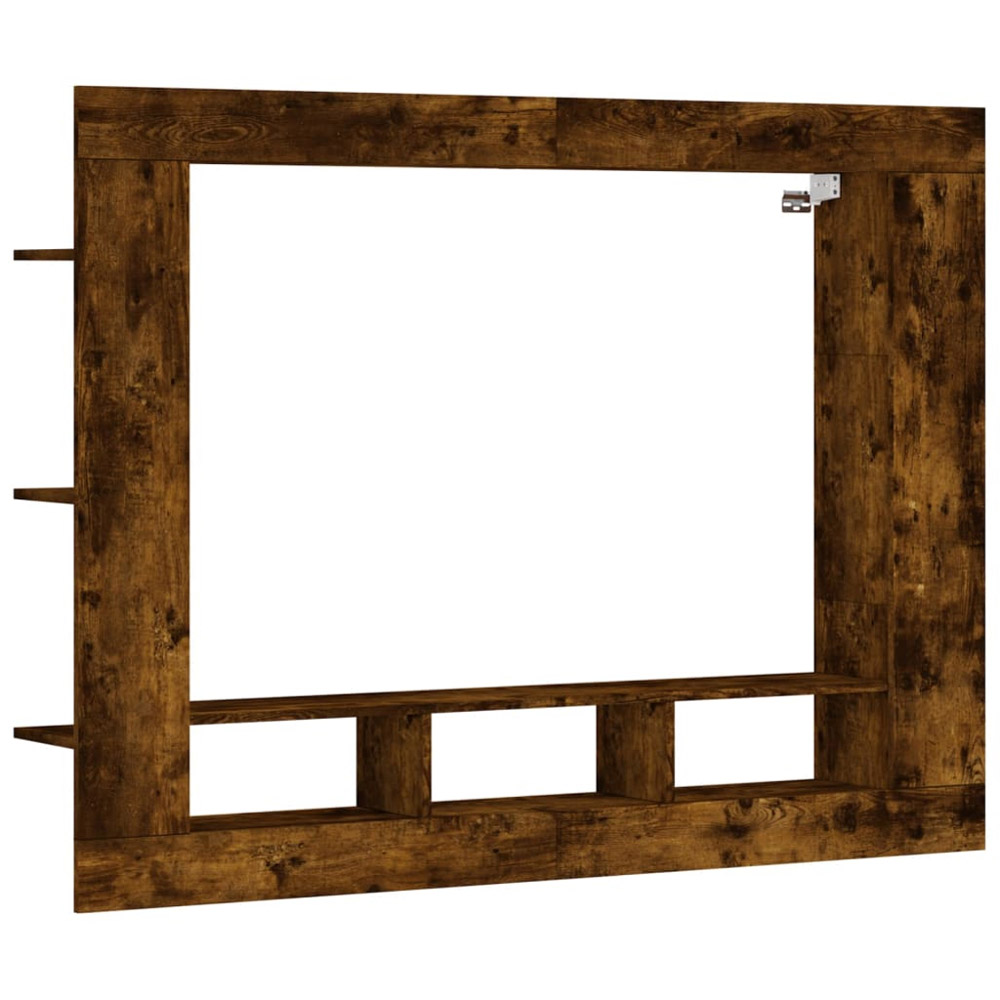 vidaXL 3 Open Shelf Smoked Oak Wall Mounted TV Cabinet Image 2