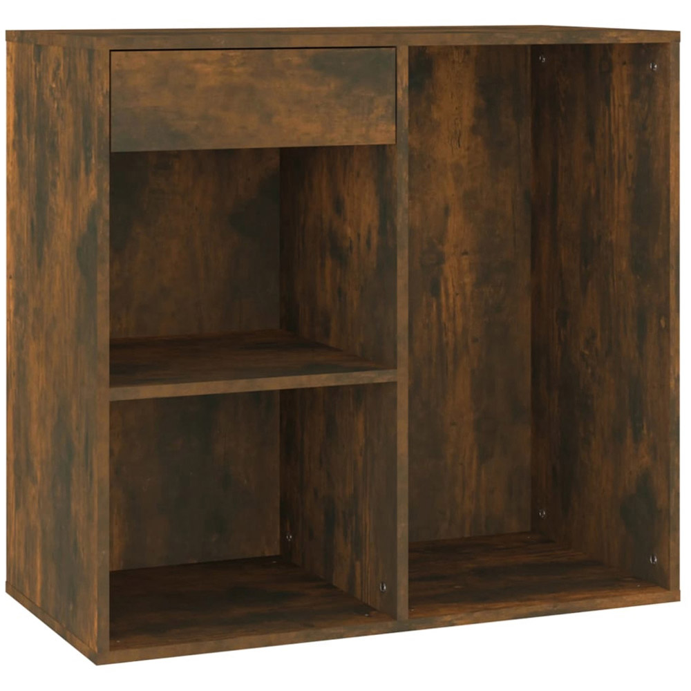 vidaXL Single Drawer 3 Shelf Smoked Oak Cosmetic Cabinet Image 2