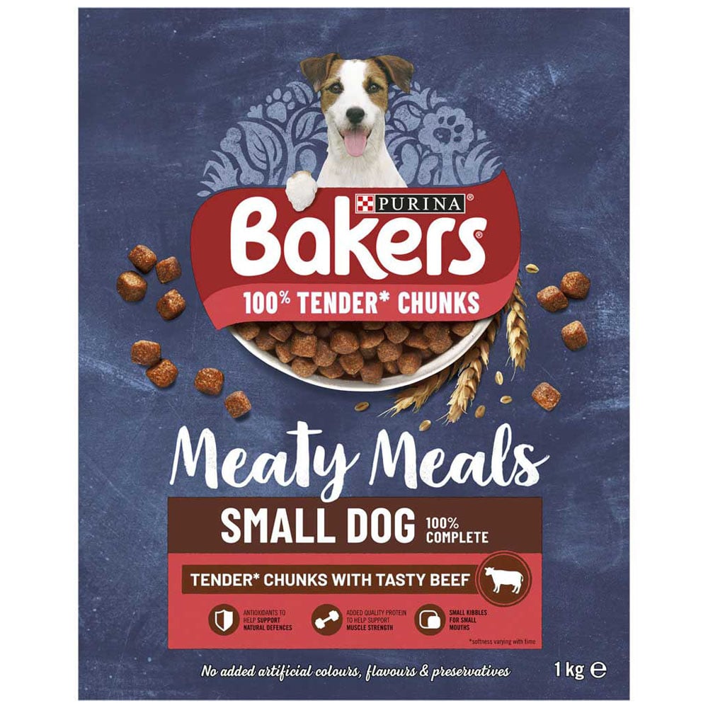 Purina Bakers Beef Meaty Meals Adult Small Dry Dog Food Case of 5 x 1kg Image 3