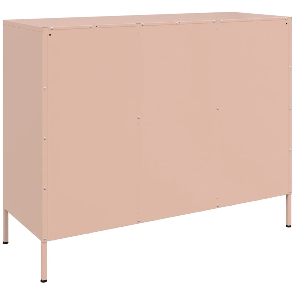 vidaXL 3 Door 3 Shelf Pink Metal Sideboard Image 6