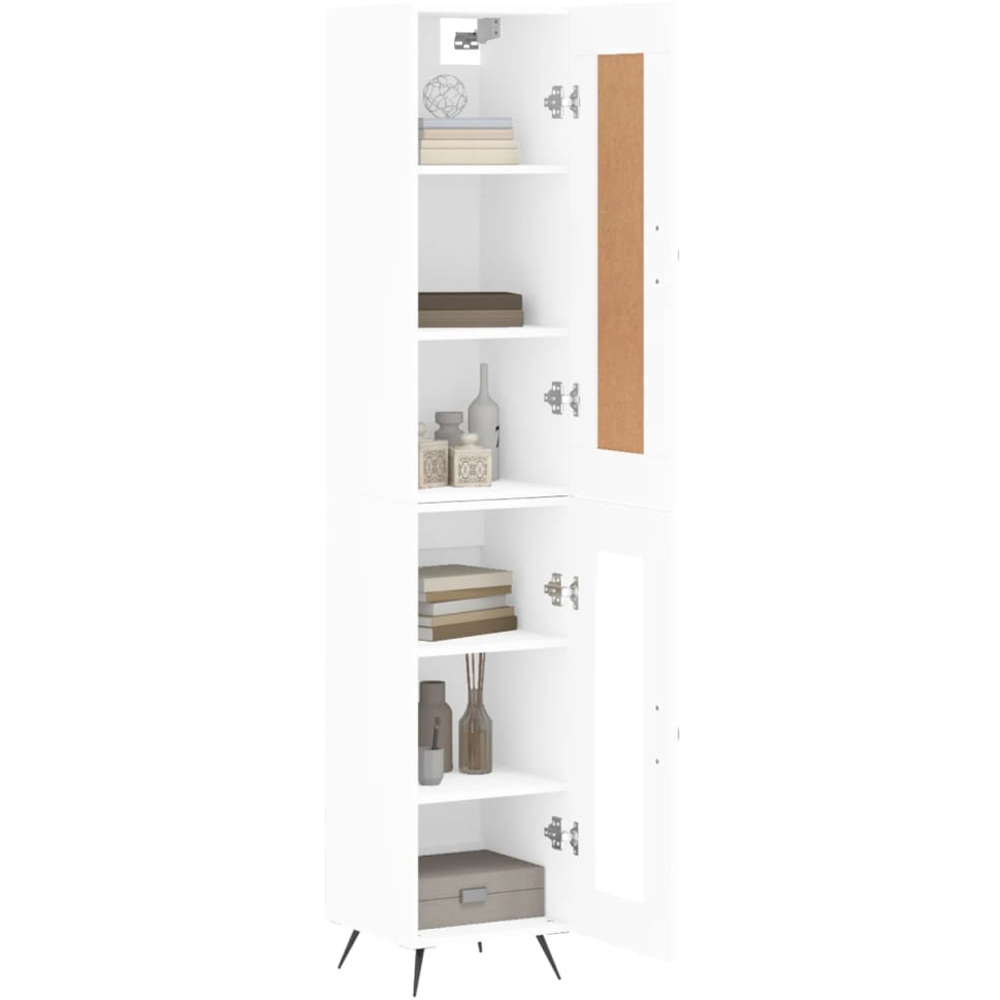 vidaXL 2 Glass and Wood Door 6 Shelf White Tall Highboard with Metal Legs Image 3