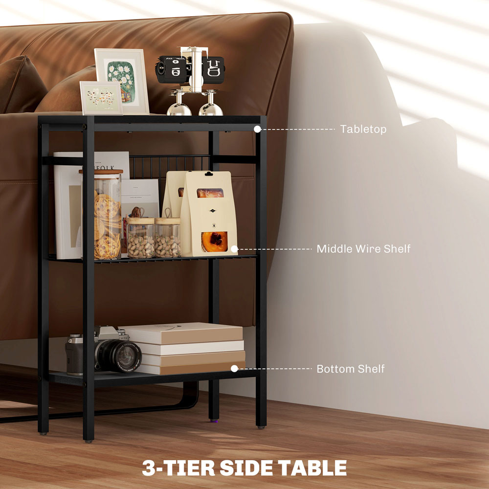 HOMCOM 2 Shelf Black Side Table Image 6