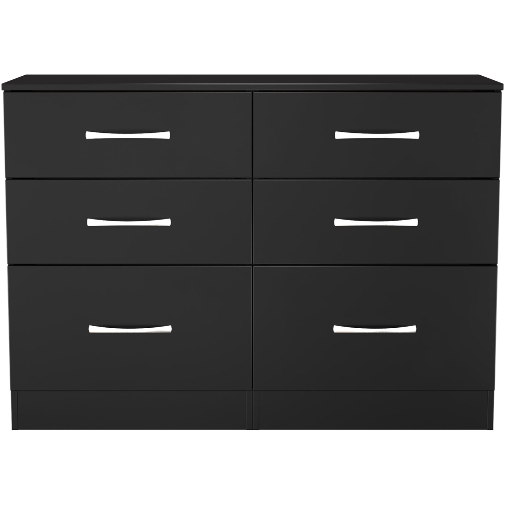 Crowndale Avon 6 Drawer Matt Black Wide Chest of Drawers Ready Assembled Image 2