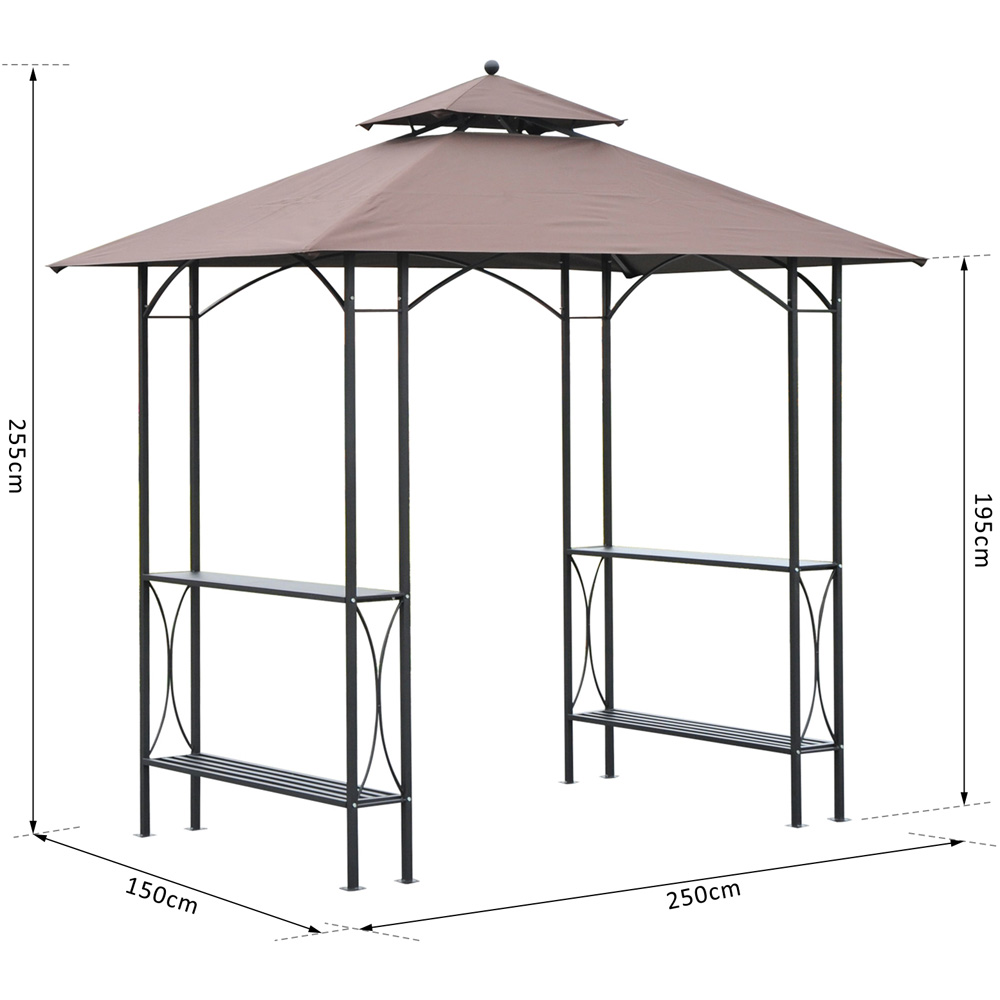 Outsunny 2.5 x 1.5m Black and Coffee BBQ Gazebo Canopy Image 7