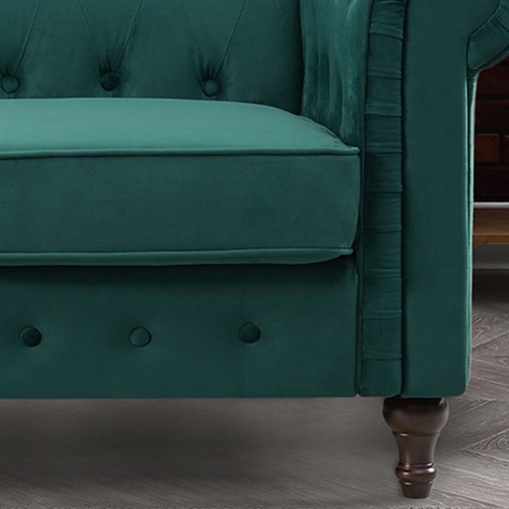 Pelham 3 Seater Green Velvet Sofa Image 3