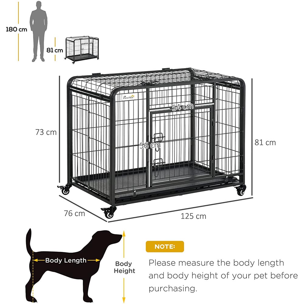 PawHut 125 x 76 x 81cm Metal Dog Cage Kennel Image 8