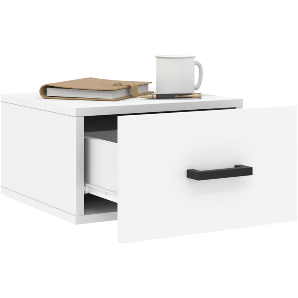 vidaXL Singe Drawer White Wall Mounted Bedside Table Image 4