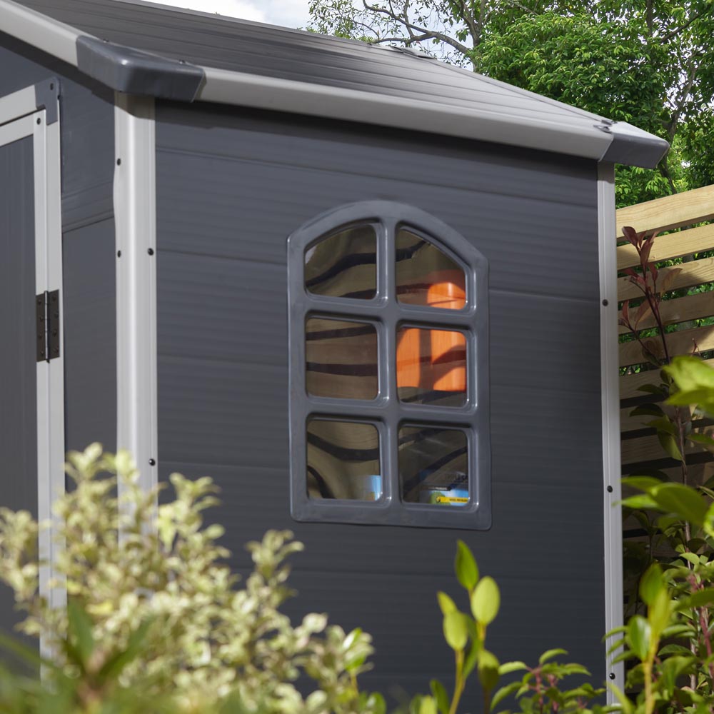 Rowlinson 4 x 3ft Dark Grey Airevale Plastic Garden Shed Image 4