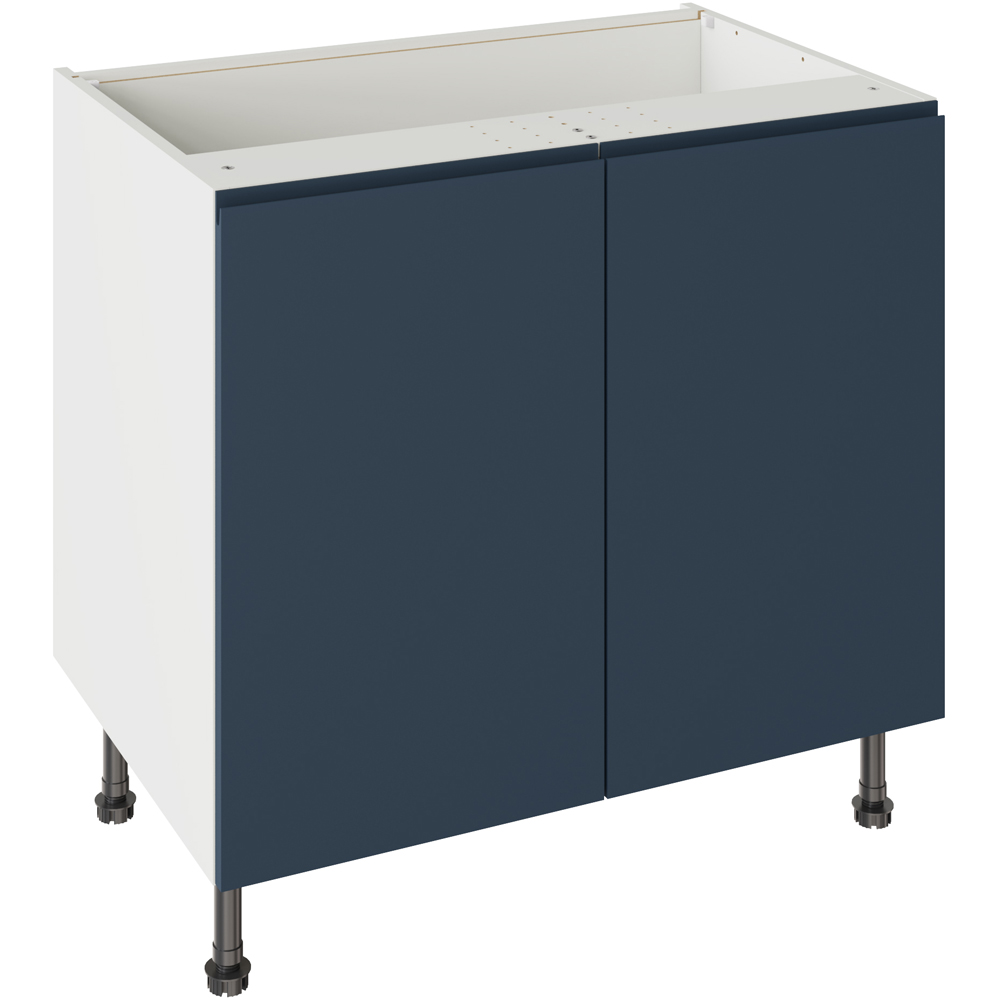 Kitchen Kit J-Pull Matt Indigo Blue Base Kitchen Cabinet Flatpack 900mm Image 1