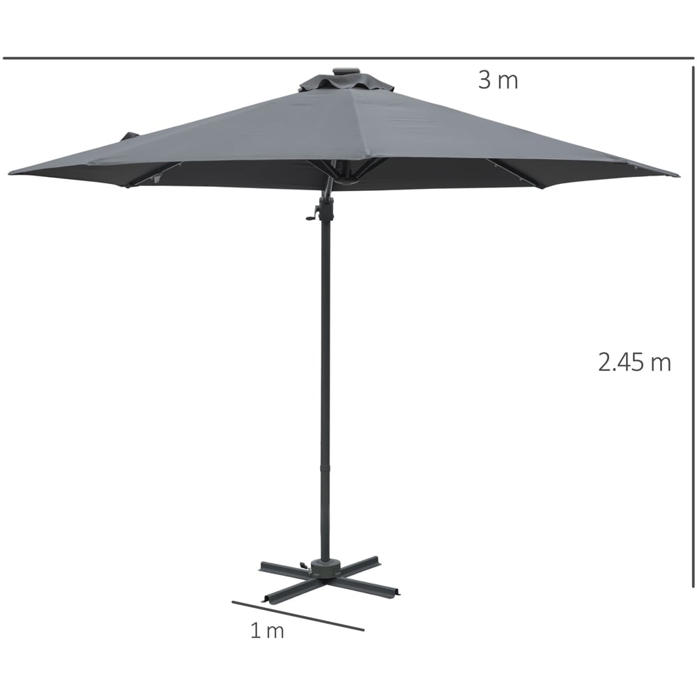 Outsunny Dark Grey Solar LED Crank and Tilt Parasol 3m Image 7