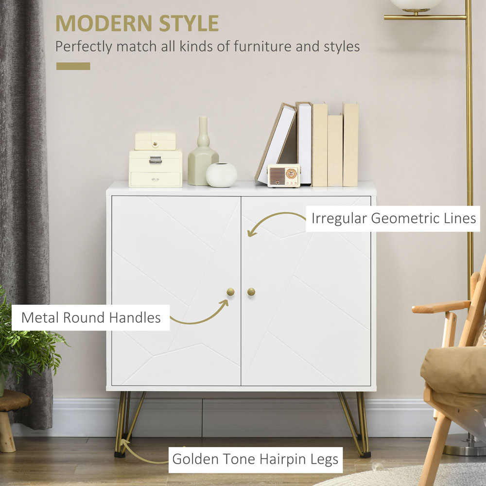 HOMCOM 2 Door White Slim Sideboard Image 5