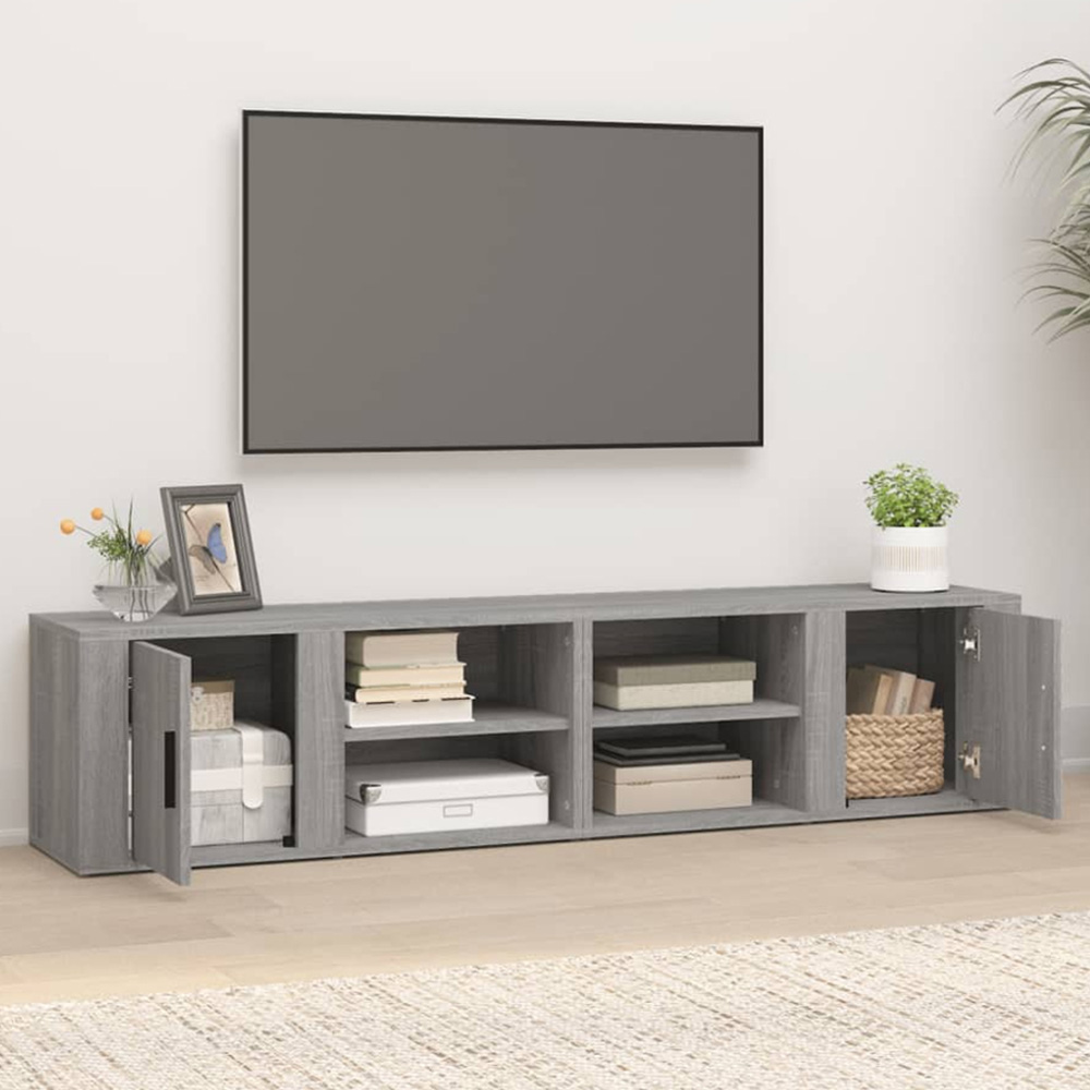 vidaXL Single Door 2 Shelf Grey Sonoma TV Cabinet Set of 2 Image 1