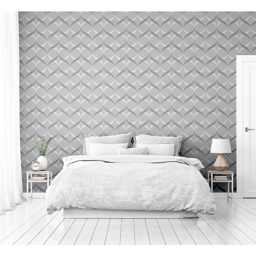 Arthouse Metallic Ogee Silver Wallpaper Image 5