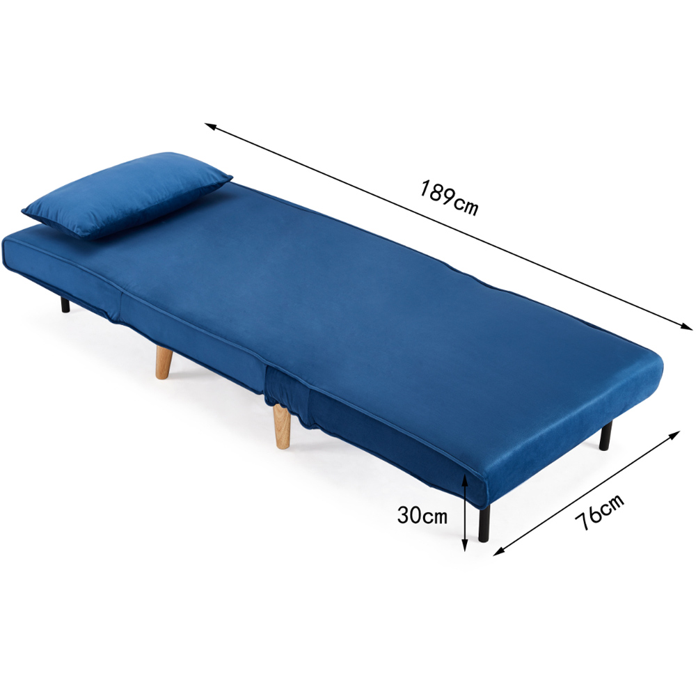 Home Detail Kendal Single Sleeper Blue Velvet Chair Bed Image 9