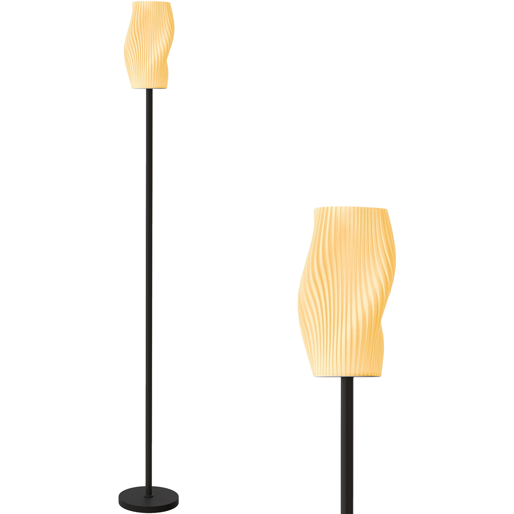 HOMCOM White 3D Printed Flowing Curve Shade Black Floor Lamp with E27 Holder Image 3