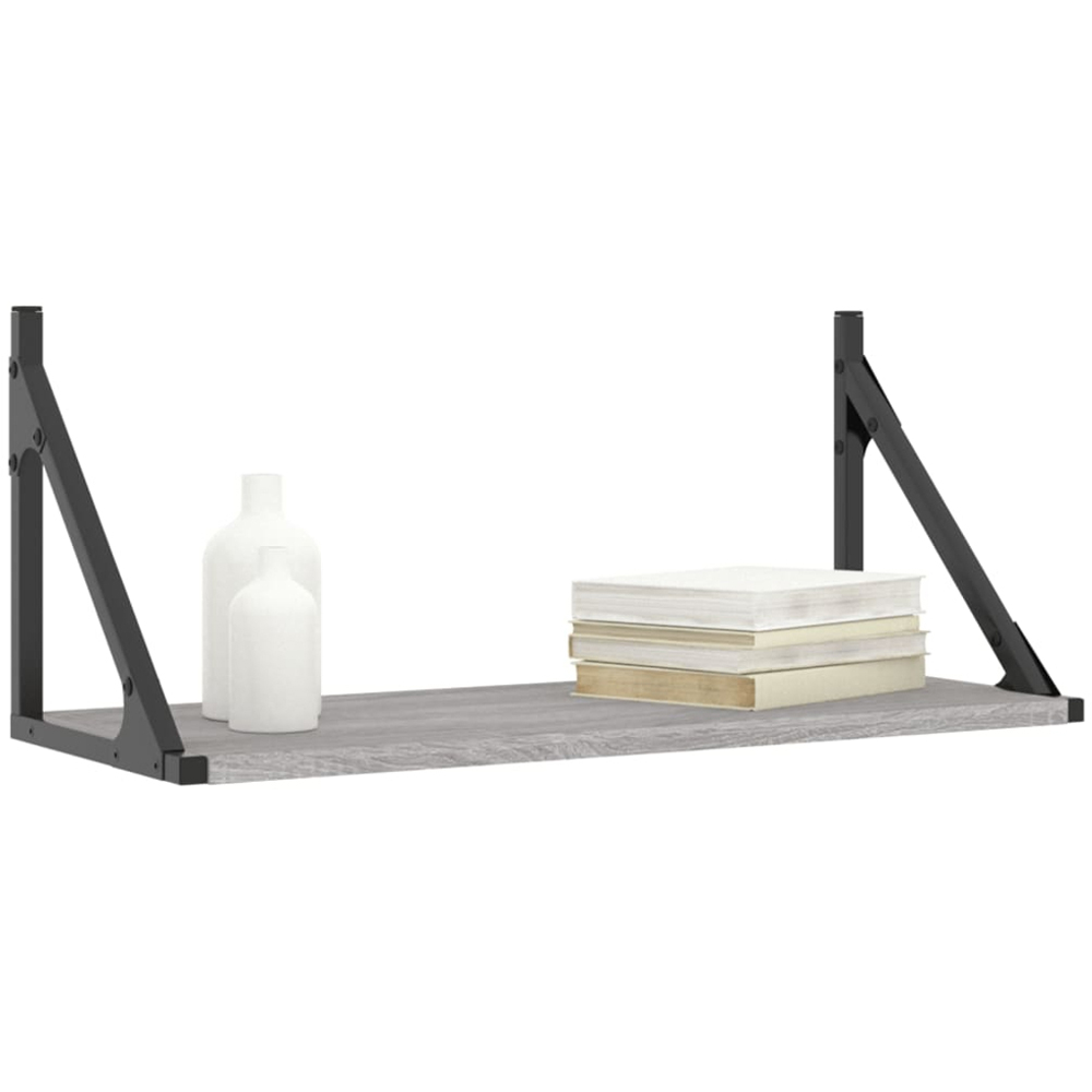 vidaXL 60 x 25 x 25.5cm Grey Sonoma Oak Floating Wall Shelf 2 Pack Image 2