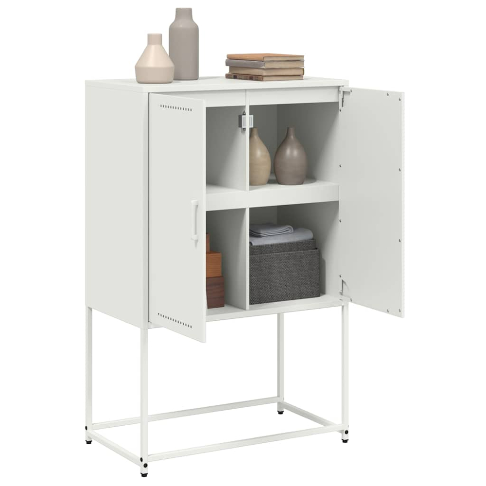 vidaXL 2 Door White Steel Highboard Image 5