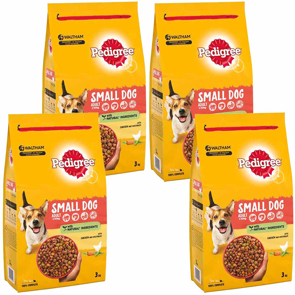 Pedigree Dry Chicken and Vegetables Adult Small Dog Food Case of 4 x 3kg Image 1