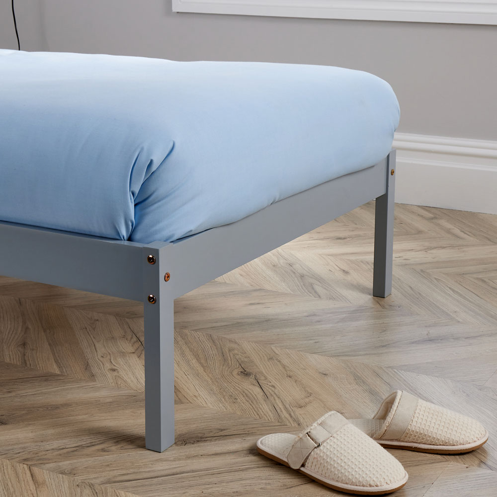 Home Source Florida Single Grey Low End Wooden Bed Image 3