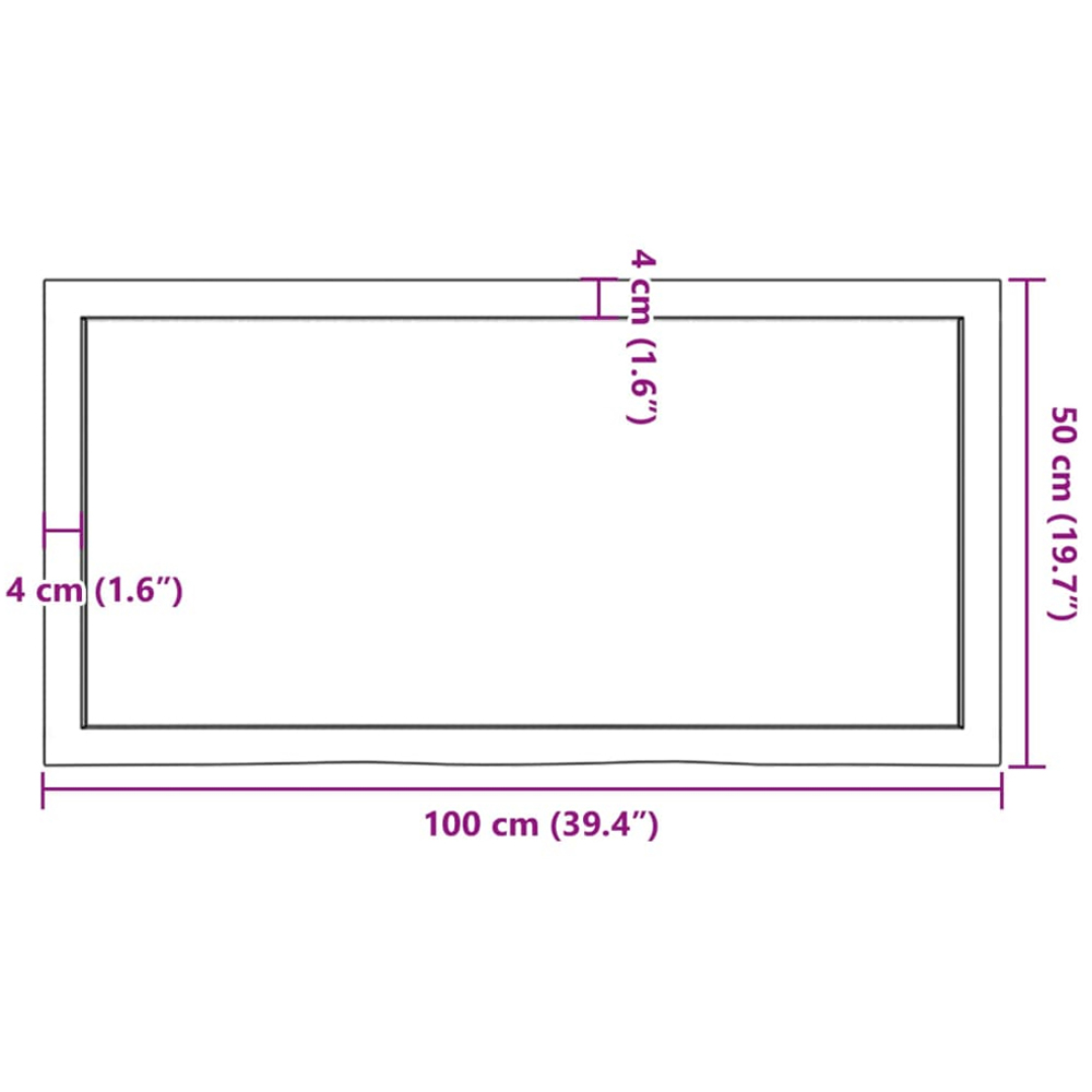 vidaXL 100 x 50 x 4cm Dark Brown Treated Solid Wood Oak Wall Shelf Image 9