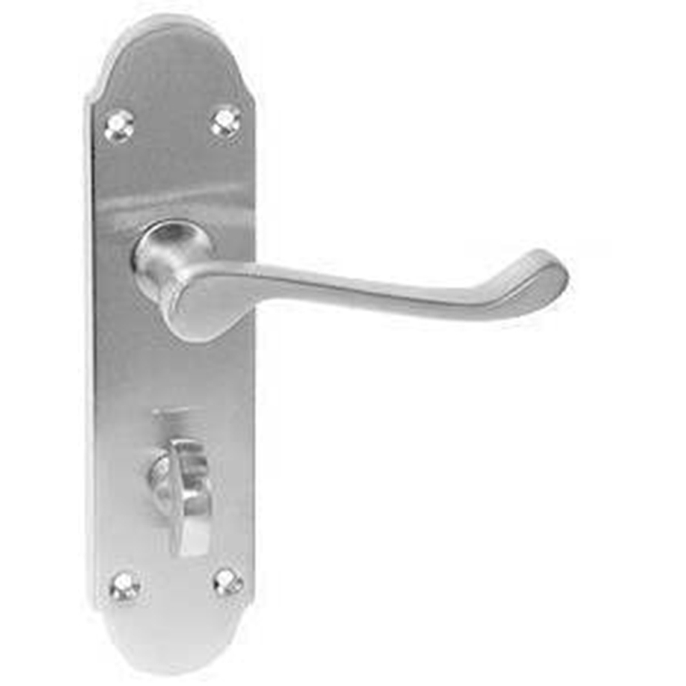 Golden Grace Satin Chrome Epsom Victorian Scroll Bathroom Door Handle 170 x 40mm Image 2