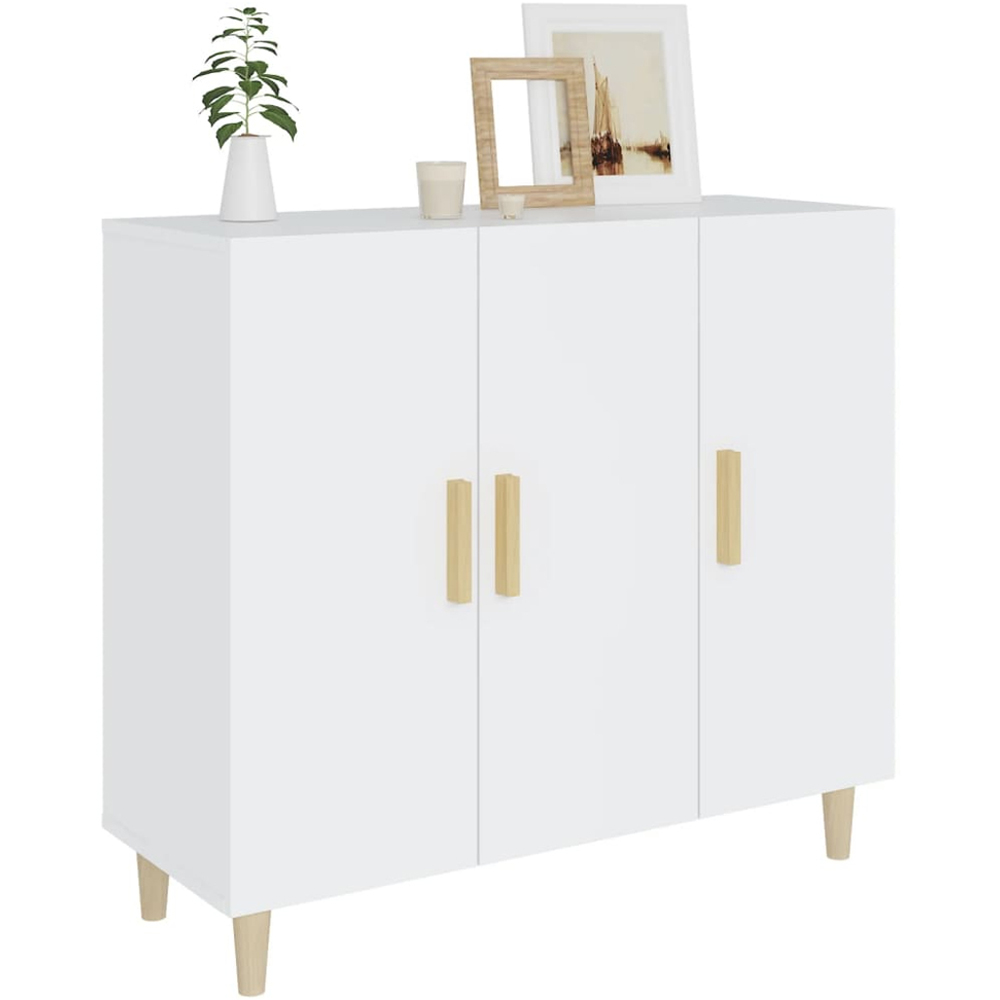 vidaXL 3 Door White Sideboard Image 6