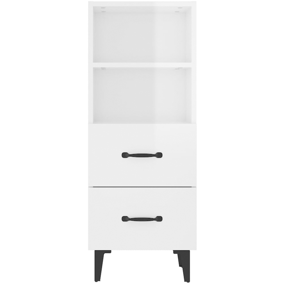 vidaXL 2 Drawer 2 Shelf High Gloss White Sideboard Image 5