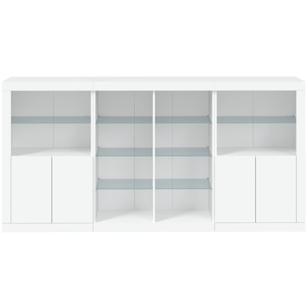 vidaXL 4 Door 8 Shelf White Sideboard with LED Lights Image 6