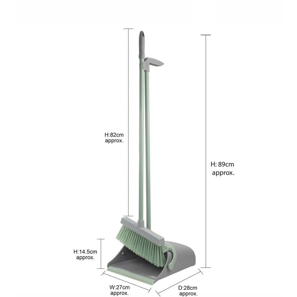 JVL Grey Long Handle Lobby Dust Pan and Brush Set Image 8