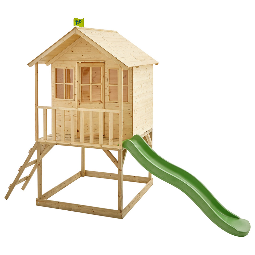 TP Hilltop Wooden Tower Playhouse with Slide Image 1