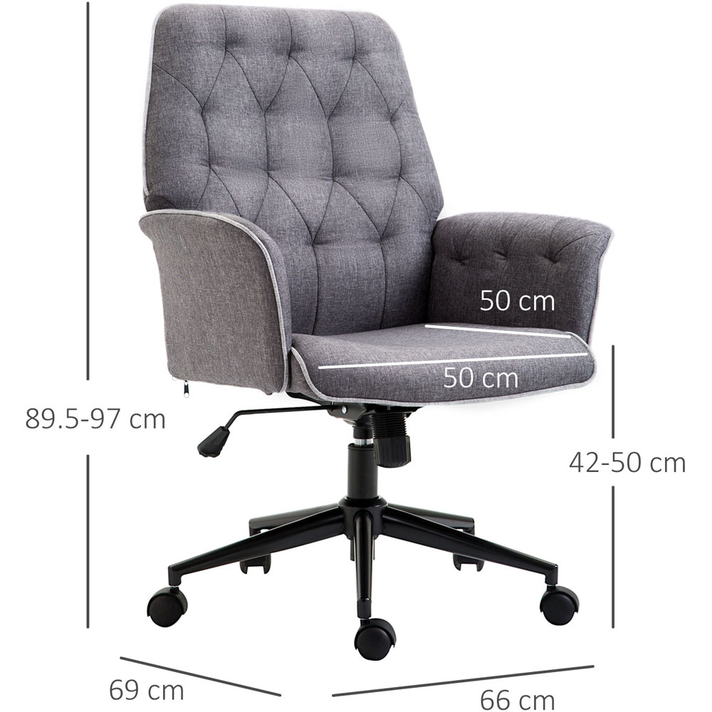 Portland Dark Grey Tufted Swivel Office Desk Chair Image 5